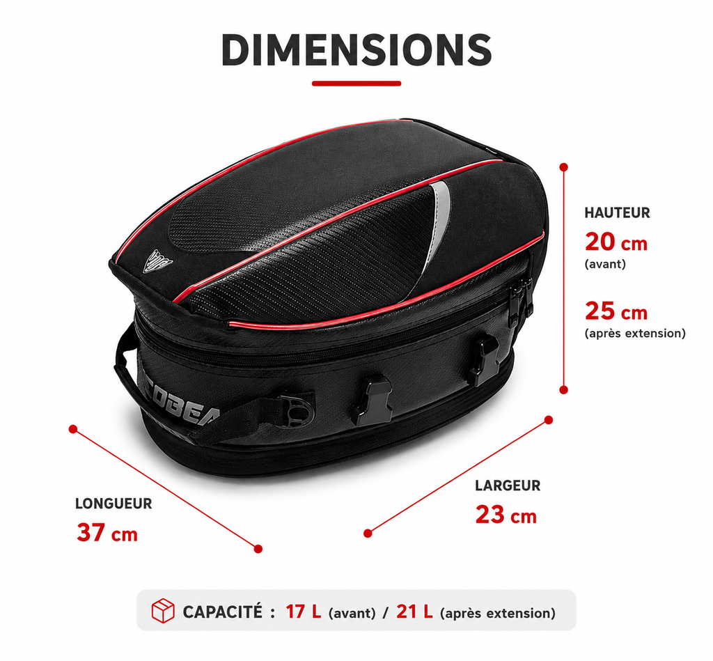 Sacoche Moto de Selle Étanche Grande Capacité