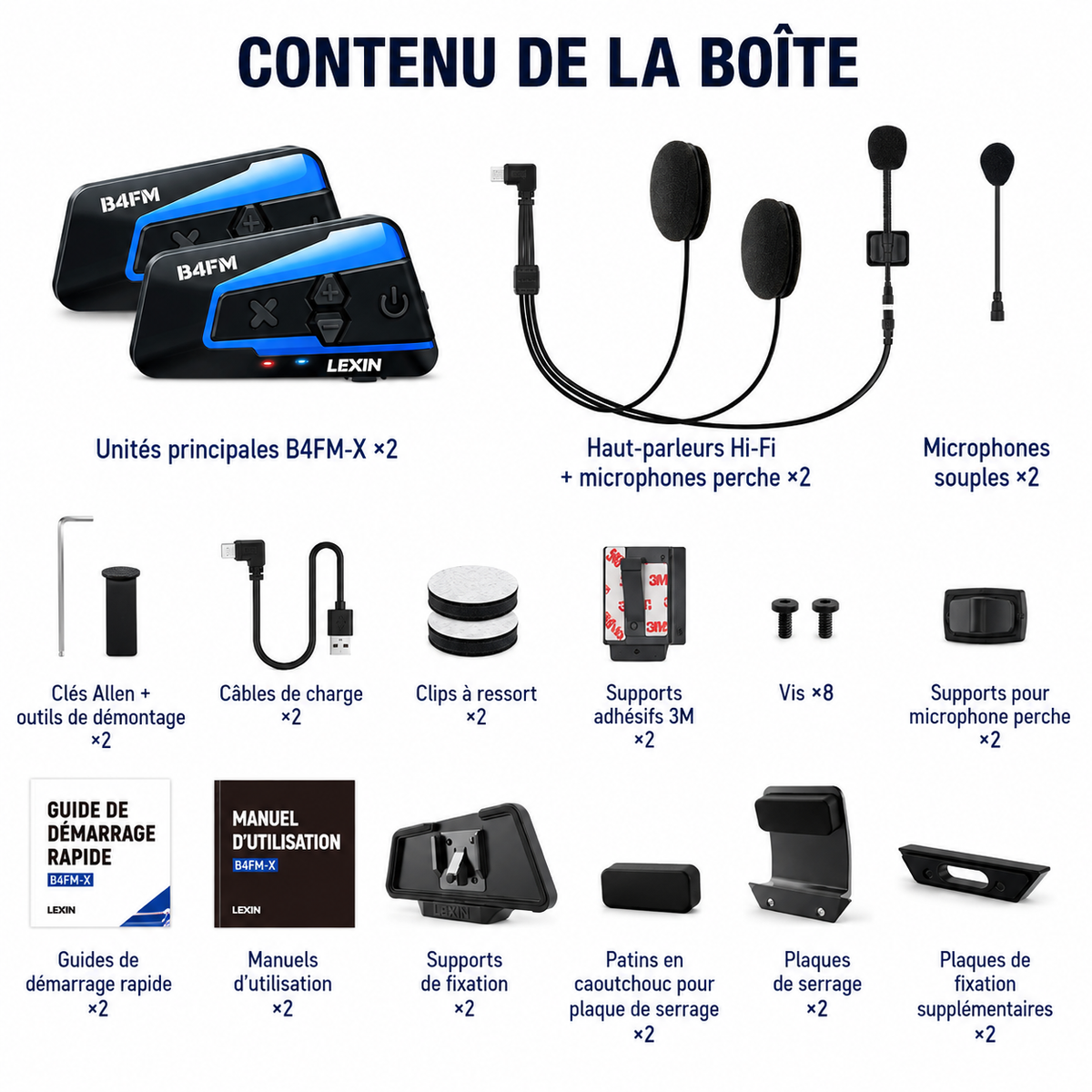 Intercom Moto Bluetooth 10 Motards – Portée 2000 m