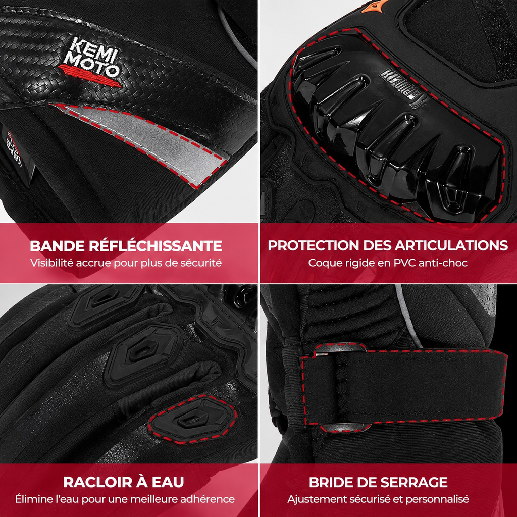Gants Moto Hiver homologués CE 1 KPT Étanche Chauds Tactile
