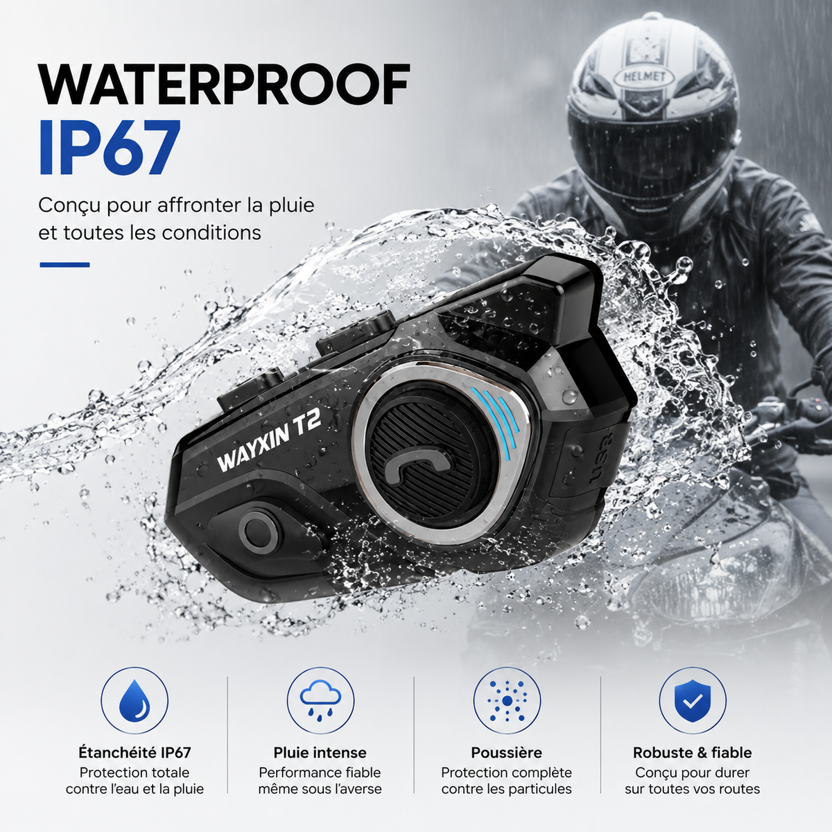 Intercom Moto Bluetooth 5.1 Étanche 300m