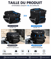 Sacoche Moto de Selle Extensible 10-18L