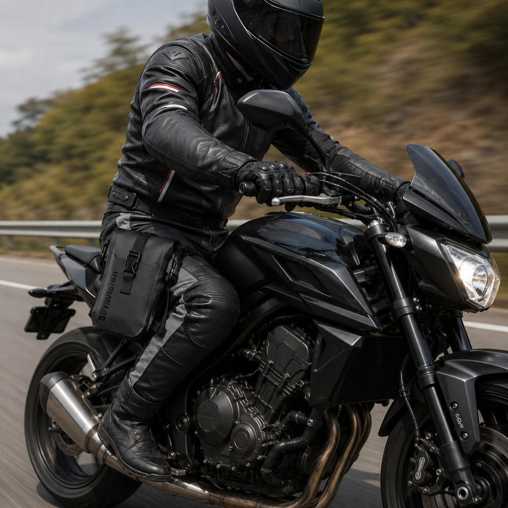 Sacoche de Jambe Moto Étanche Compacte