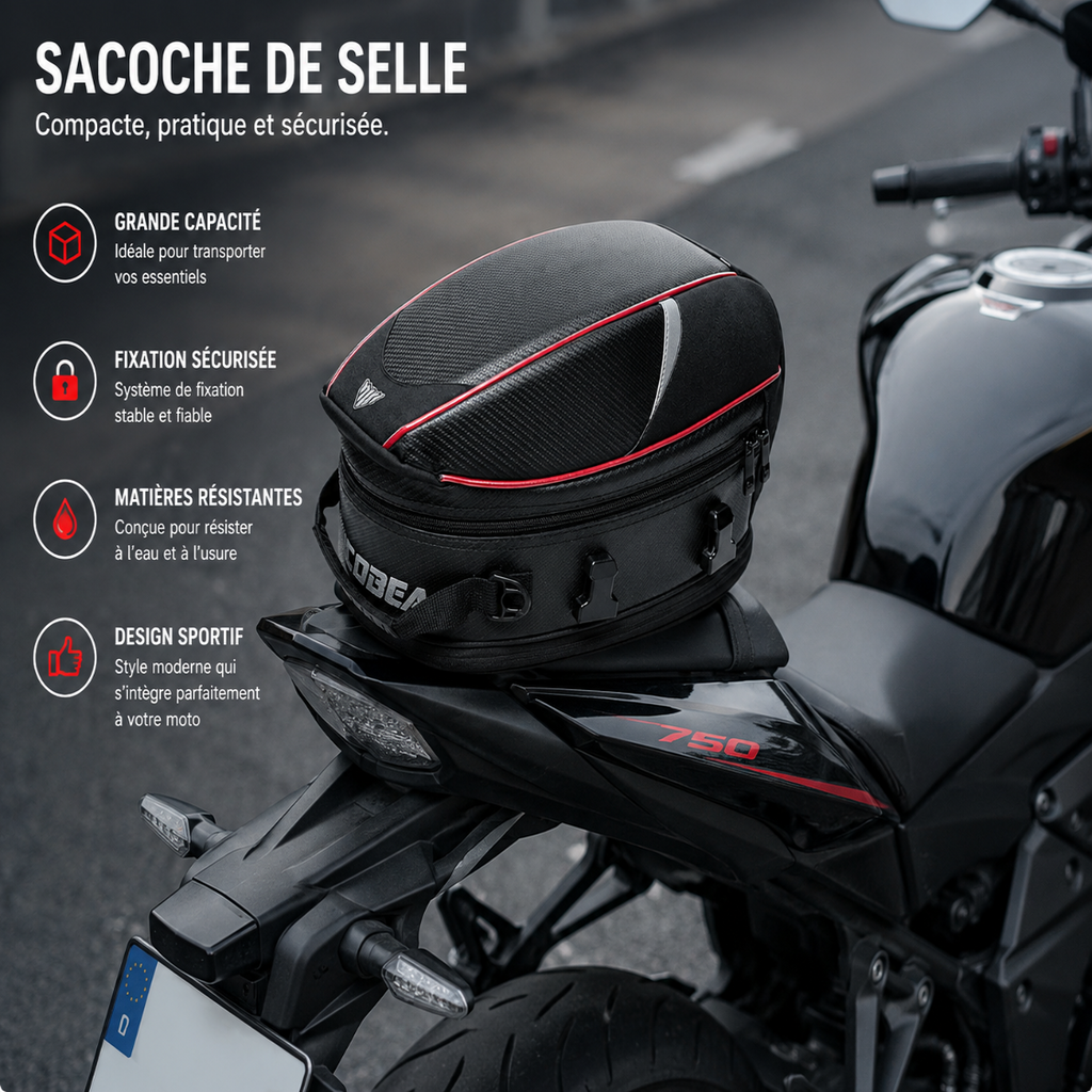 Sacoche Moto de Selle Étanche Grande Capacité