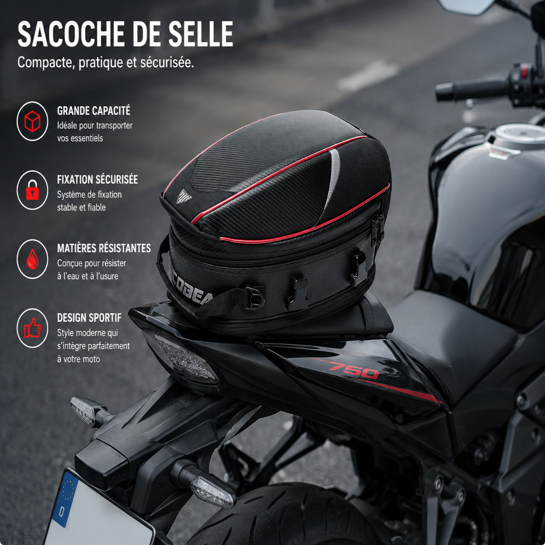 Sacoche Moto de Selle Étanche Grande Capacité