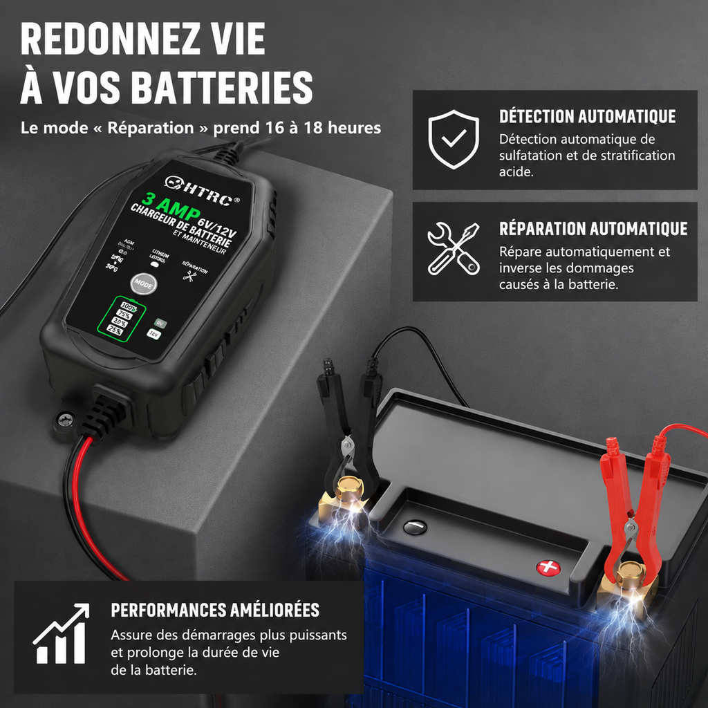 Chargeur Batterie Moto Intelligent 6V/12V 3A