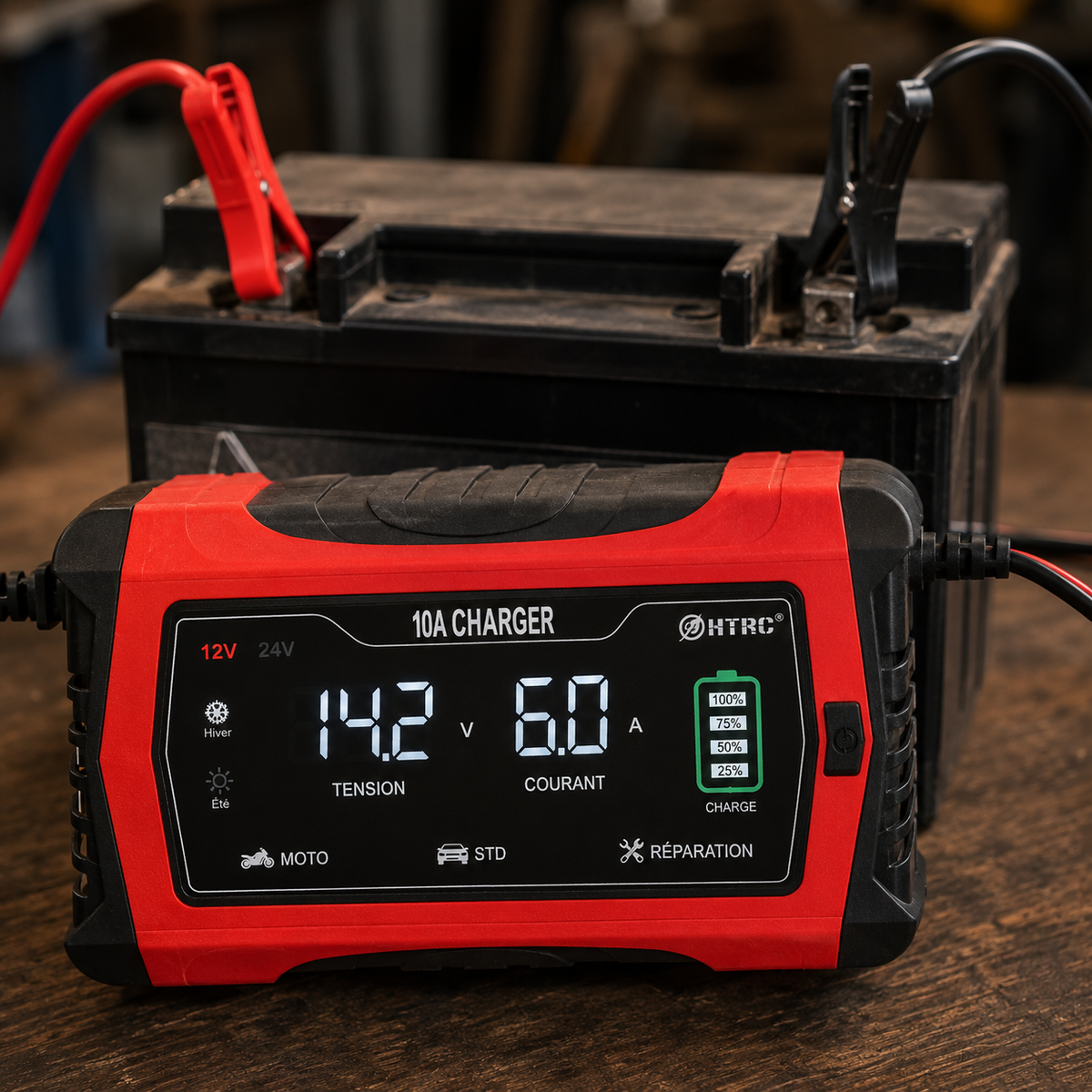 Chargeur Batterie Voiture & Moto Intelligent 12V/24V – 10A à 20A