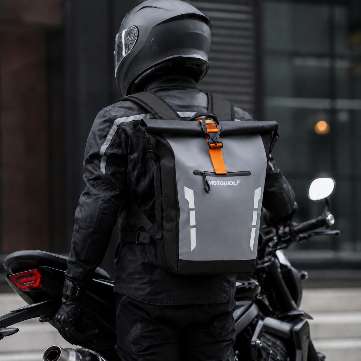 Sac à Dos Moto Étanche Roll-Top 20L Réfléchissant