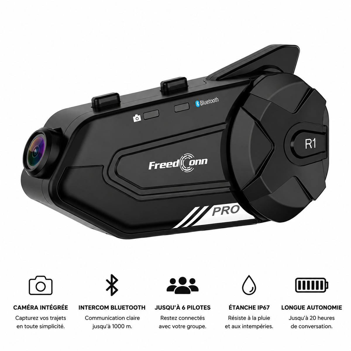 Intercom Moto avec Caméra 1080P – WiFi & Bluetooth