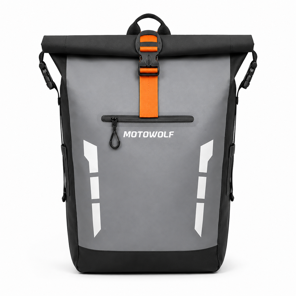 Sac à Dos Moto Étanche Roll-Top 20L Réfléchissant
