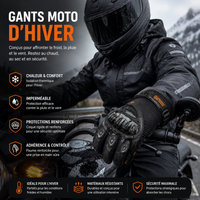 Gants Moto  Hiver Homologués CE Étanche Coque Rigide