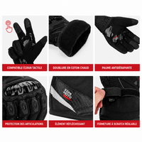 Gants Moto Hiver homologués CE 1 KPT Étanche Chauds Tactile
