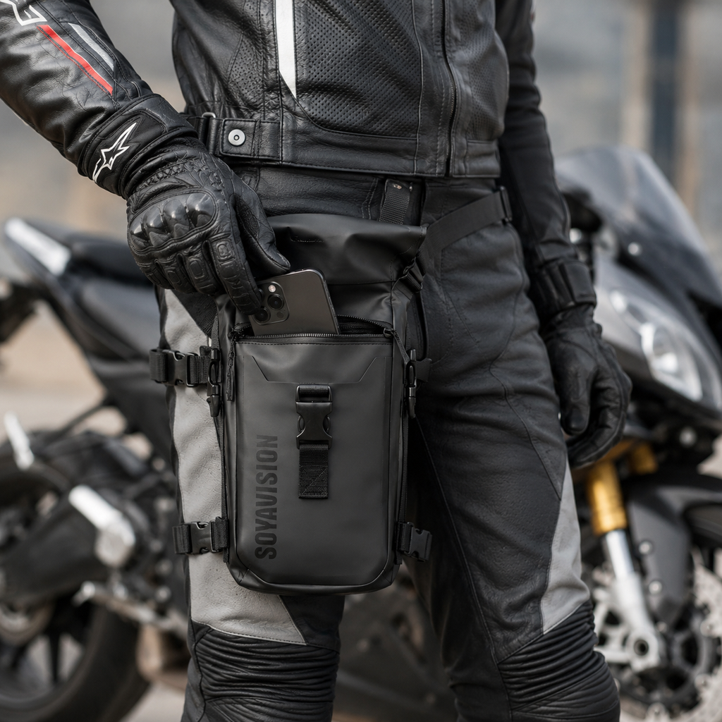 Sacoche de Jambe Moto Étanche Compacte