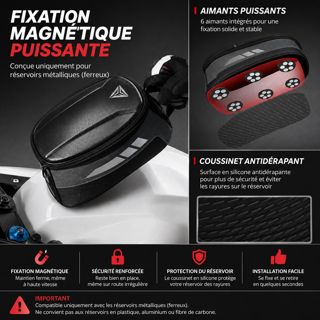 Sacoche Moto Réservoir Aimantée Housse Pluie 4,5L