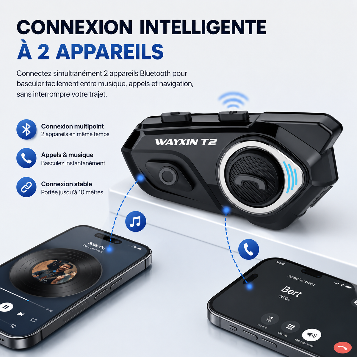 Intercom Moto Bluetooth 5.1 Étanche 300m