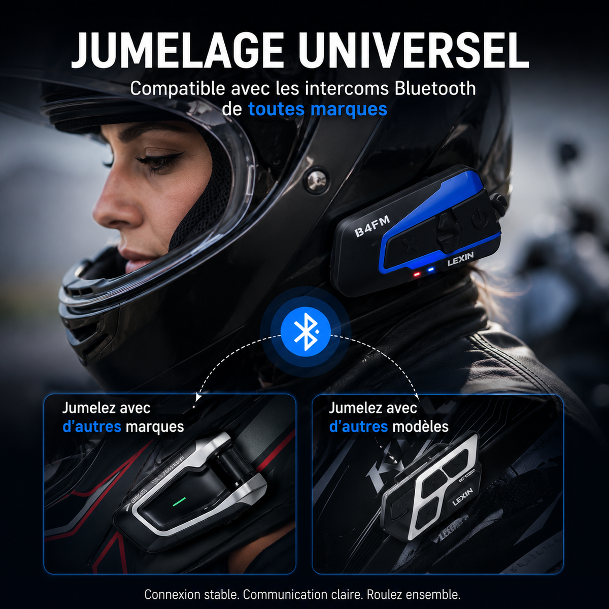 Intercom Moto Bluetooth 10 Motards – Portée 2000 m