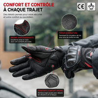 Gants Moto Homologués CE Cuir Carbone Tactile