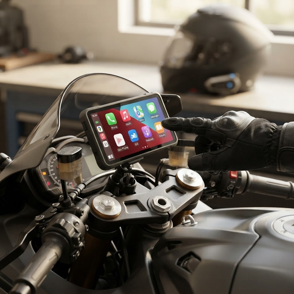 Écran CarPlay Moto Sans Fil 6 Pouces – Apple & Android Auto – Étanche