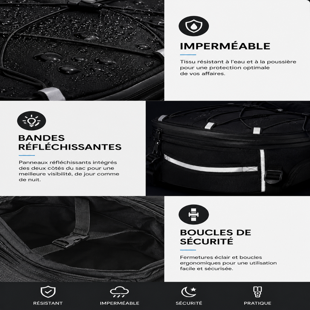 Sacoche Moto de Selle Extensible 10-18L
