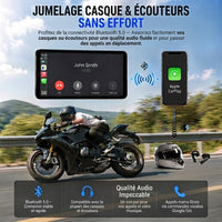 Écran CarPlay Moto Sans Fil 6 Pouces – Apple & Android Auto – Étanche