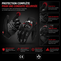 Gants Moto Homologués CE Été Mi-Saison Tactile Antidérapant