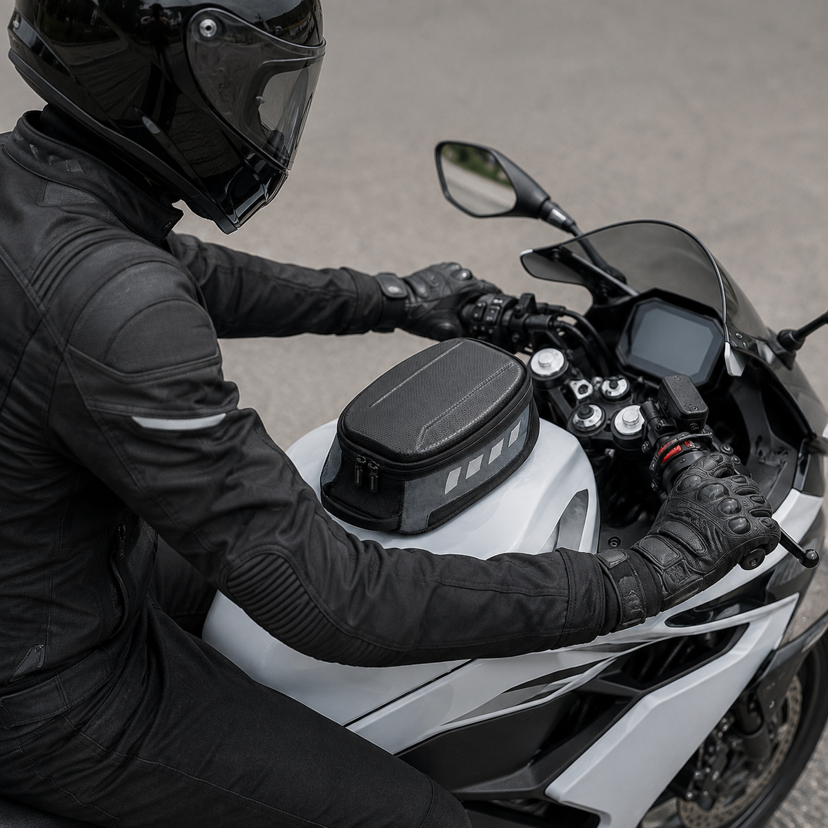 Sacoche Moto Réservoir Aimantée Housse Pluie 4,5L