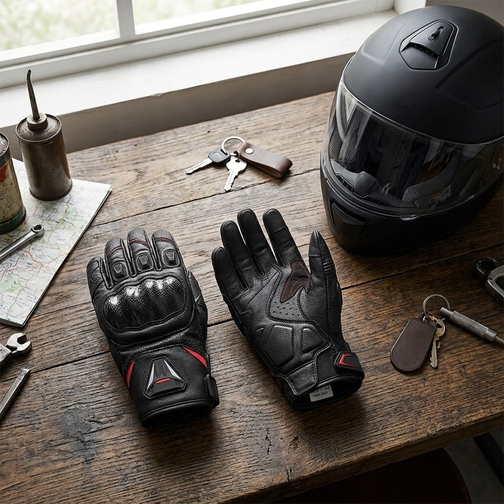 Gants Moto Homologués CE Cuir Carbone Tactile
