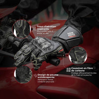 Gants Moto Homologués CE Cuir Carbone Longs