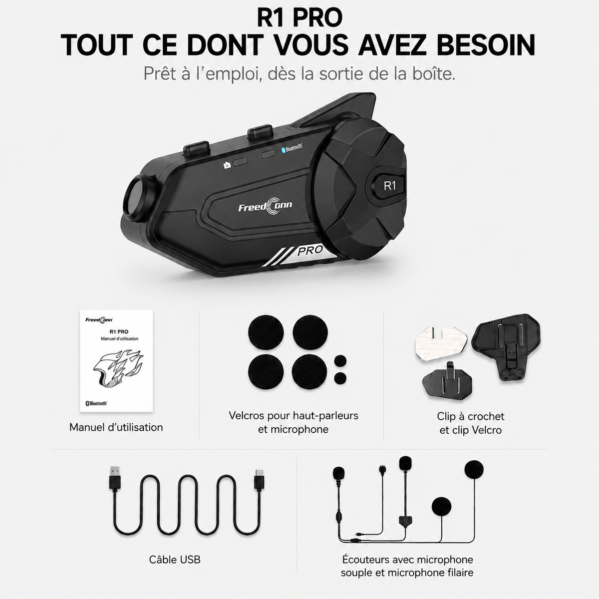 Intercom Moto avec Caméra 1080P – WiFi & Bluetooth