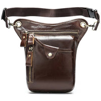 Sacoche de Jambe Moto Cuir Véritable Vintage