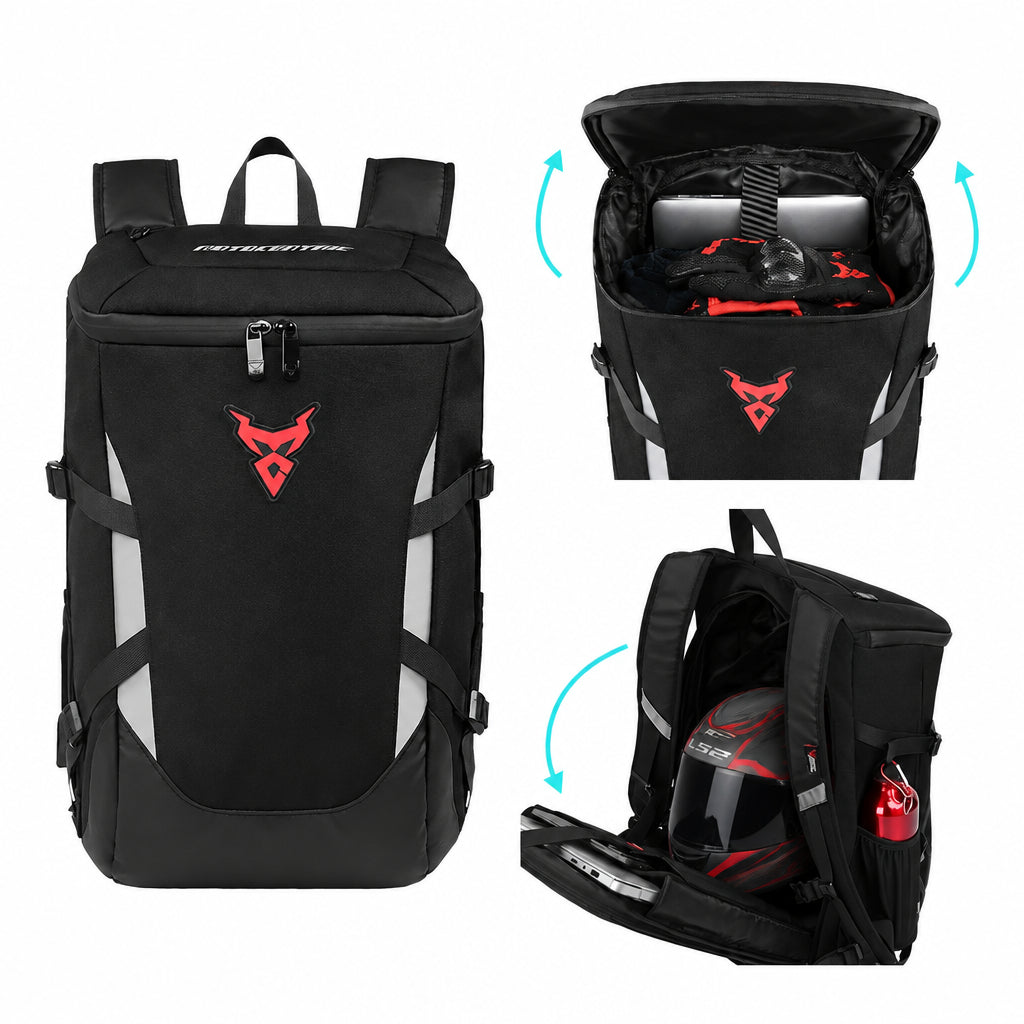 Sac à Dos Moto Étanche 28L Extensible Réfléchissant