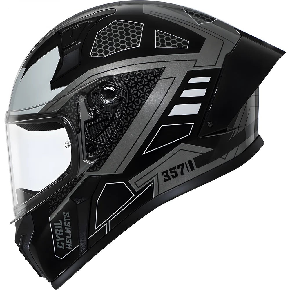 Casque Moto Intégral Ventilé – Coque ABS – ECE 22.06 – Noir Gris