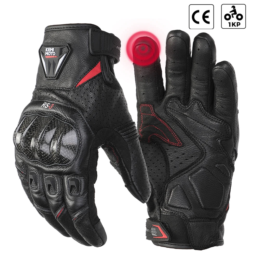 Gants Moto Homologués CE Cuir Carbone Tactile