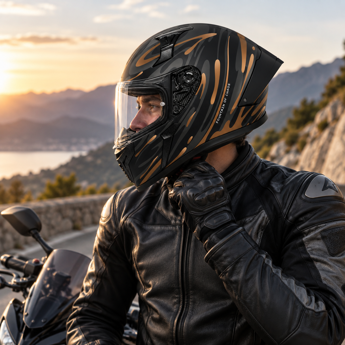Casque Moto Intégral Ventilé – Coque ABS – ECE 22.06 – Noir Or