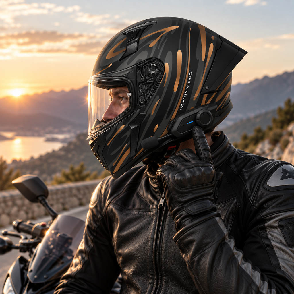 Casque Moto Intégral Ventilé – Coque ABS – ECE 22.06 – Noir Or