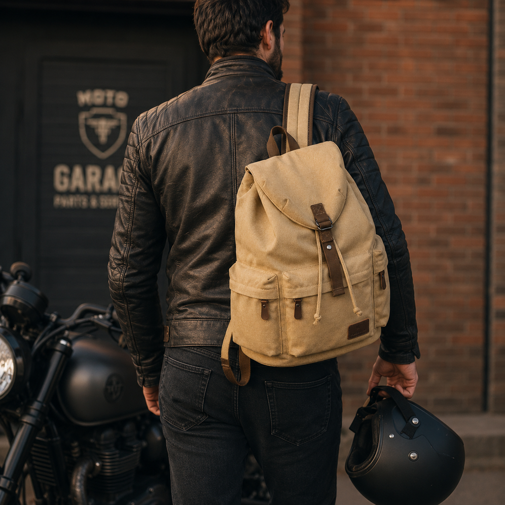 Sac à Dos Moto Vintage Toile 30L